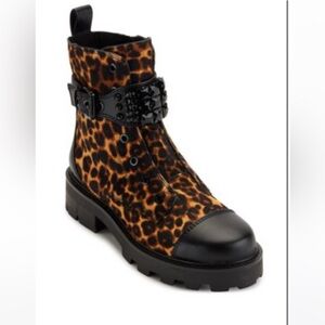 Karl Lagerfeld Women’s Leopard Print Chunky Lace-Up Booties, Size 7